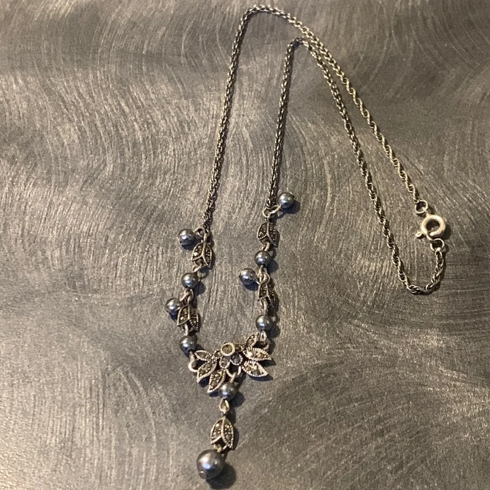 Vintage 925 Silver Necklase with beads Sprinkle excellent condition. - Picture 1 of 4